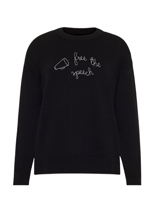"free the speech" Maxine Sweater Cotton Cashmere Core LINGUA FRANCA NYC Black XS