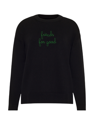 "friends for good" Maxine Sweater Cotton Cashmere LINGUA FRANCA NYC Black XS