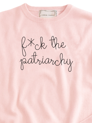"F*ck the patriarchy" Women's Crewneck Cashmere Core LINGUA FRANCA NYC