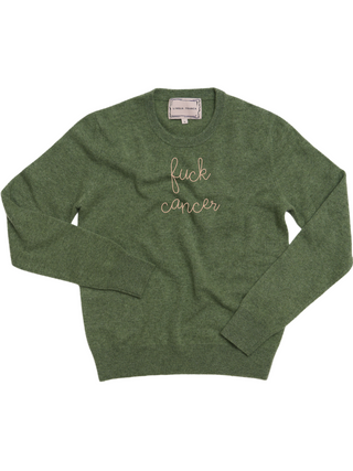 "fuck cancer" Women's Crewneck Sweater Donation10p Olive XS 