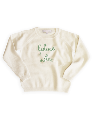 "future voter" Kids Crewneck  Lingua Franca NYC Cream 2T 