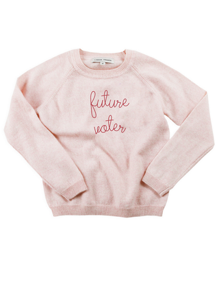 "future voter" Kids Crewneck  Lingua Franca NYC Pale Pink 2T 