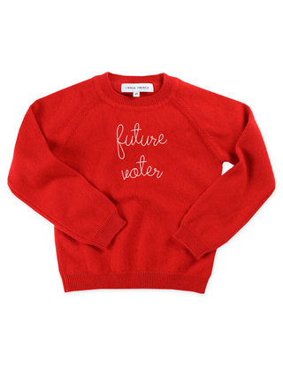 "future voter" Kids Crewneck  Lingua Franca NYC Red 2T 