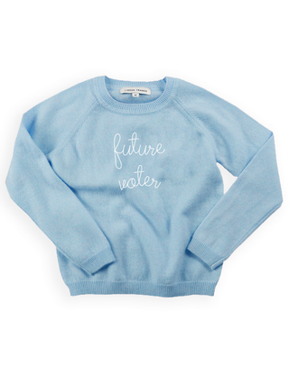 "future voter" Kids Crewneck  Lingua Franca NYC Sky Blue 2T 