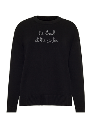 "she stood at the center" Maxine Sweater Cotton Cashmere LINGUA FRANCA NYC Black XS