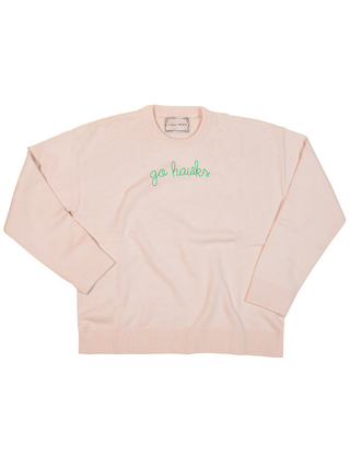 "school spirit" Custom Maxine Sweater Cotton Cashmere LINGUA FRANCA NYC Pale Pink XS
