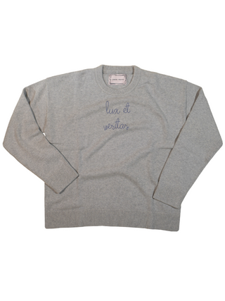 "school spirit" Custom Maxine Sweater Cotton Cashmere LINGUA FRANCA NYC Smoke XS