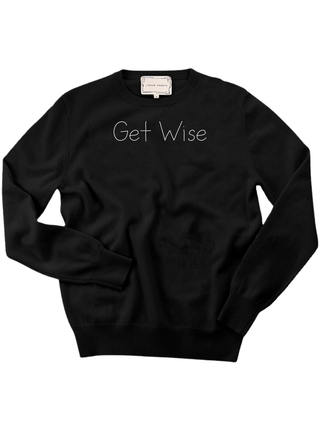 "Get Wise" Crewneck Sweater LINGUA FRANCA NYC Black XS 