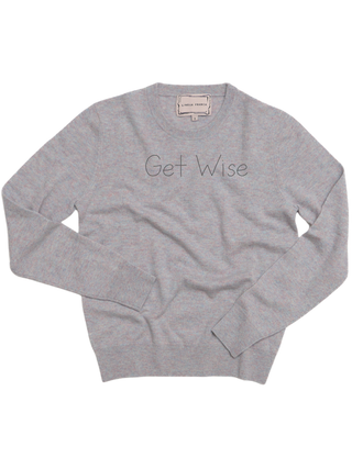 "Get Wise" Crewneck Sweater LINGUA FRANCA NYC Heather XS 