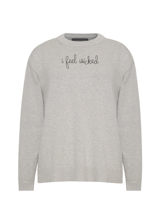 "i feel wicked" Maxine Sweater Cotton Cashmere LINGUA FRANCA NYC Smoke XS