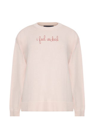 "i feel wicked" Maxine Sweater Cotton Cashmere LINGUA FRANCA NYC Pale Pink XS