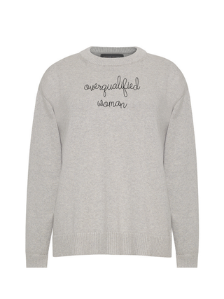 "overqualified woman" Maxine Sweater Cotton Cashmere LINGUA FRANCA NYC Smoke XS