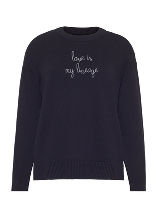 "love is my lineage" Maxine Sweater Cotton Cashmere LINGUA FRANCA NYC Black XS