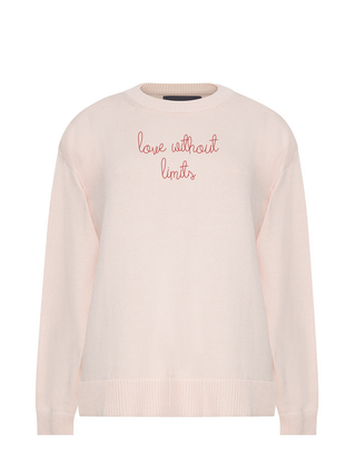 "love without limits" Maxine Sweater Cotton Cashmere LINGUA FRANCA NYC Pale Pink XS
