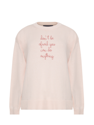 "don't be afraid you can do anything" Maxine Sweater Cotton Cashmere LINGUA FRANCA NYC Pale Pink XS