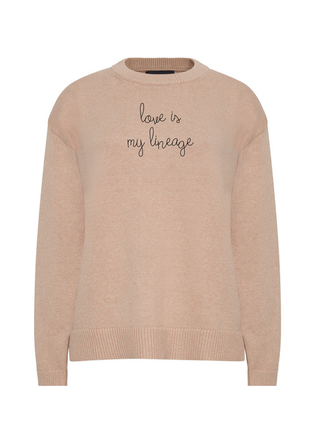 "love is my lineage" Maxine Sweater Cotton Cashmere LINGUA FRANCA NYC Oatmeal XS