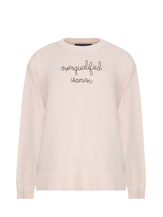 "overqualified woman" Maxine Sweater Cotton Cashmere LINGUA FRANCA NYC Pale Pink XS