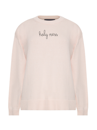 "holy mess" Maxine Sweater Cotton Cashmere LINGUA FRANCA NYC Pale Pink XS