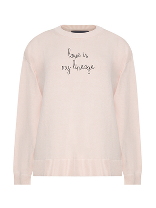 "love is my lineage" Maxine Sweater Cotton Cashmere LINGUA FRANCA NYC Pale Pink XS