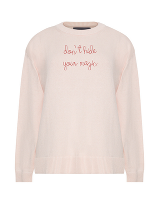 "don't hide your magic" Maxine Sweater Cotton Cashmere LINGUA FRANCA NYC Pale Pink XS