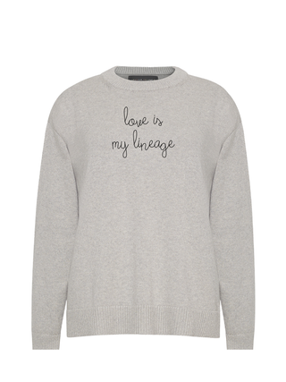 "love is my lineage" Maxine Sweater Cotton Cashmere LINGUA FRANCA NYC Smoke XS