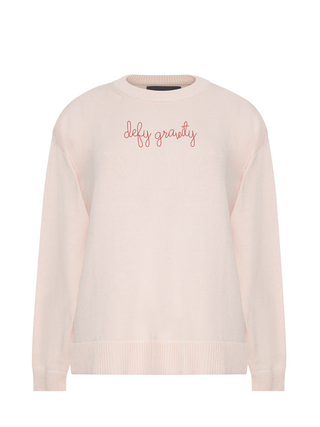 "defy gravity" Maxine Sweater Cotton Cashmere LINGUA FRANCA NYC Pale Pink XS