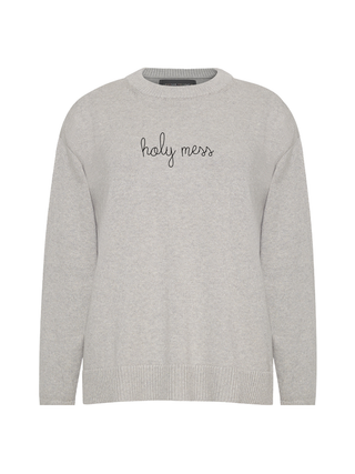 "holy mess" Maxine Sweater Cotton Cashmere LINGUA FRANCA NYC Smoke XS
