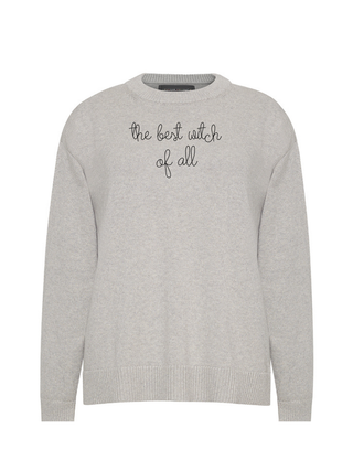 "the best witch of all" Maxine Sweater Cotton Cashmere LINGUA FRANCA NYC Smoke XS