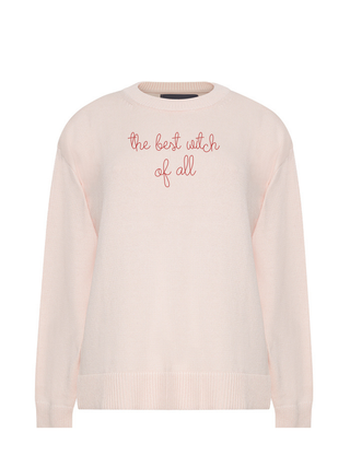 "the best witch of all" Maxine Sweater Cotton Cashmere LINGUA FRANCA NYC Pale Pink XS