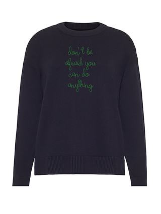 "don't be afraid you can do anything" Maxine Sweater Cotton Cashmere LINGUA FRANCA NYC Black XS