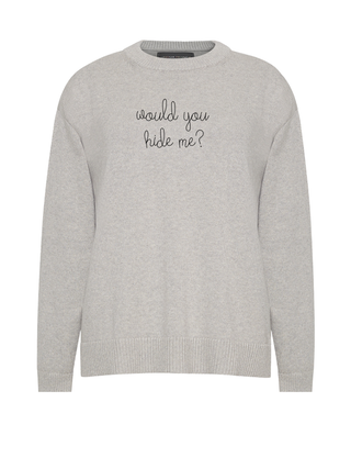 "would you hide me?" Maxine Sweater Cotton Cashmere LINGUA FRANCA NYC Smoke XS
