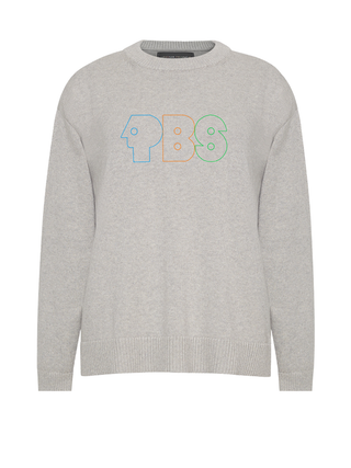 "pbs retro logo" Maxine Sweater Cotton Cashmere LINGUA FRANCA NYC Smoke XS