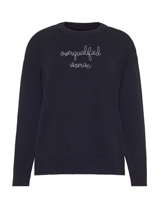 "overqualified woman" Maxine Sweater Cotton Cashmere LINGUA FRANCA NYC Black XS