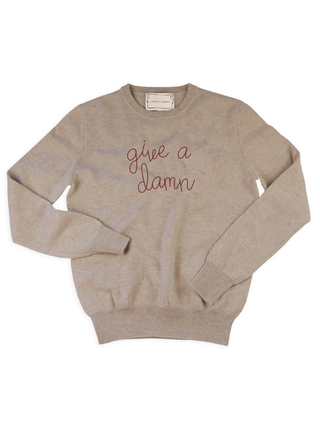 "give a damn" Women's Crewneck Sweater Donation100d Oatmeal XS 