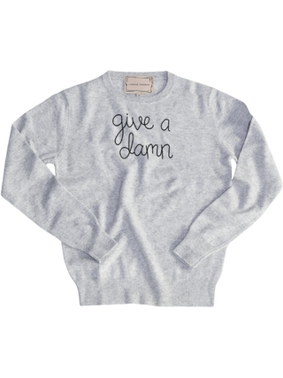 "give a damn" Men's Crewneck Sweater LINGUA FRANCA NYC Smoke XS 