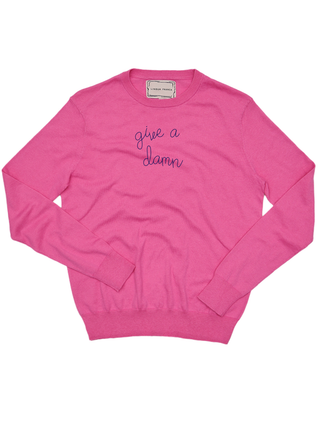 "give a damn" Cotton Silk Crewneck Cotton Silk LINGUA FRANCA NYC Magenta XS