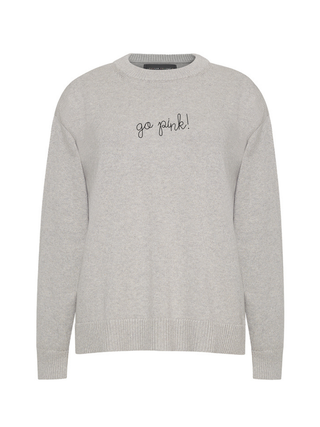 "go pink!" Maxine Sweater Cotton Cashmere Core LINGUA FRANCA NYC Smoke XS
