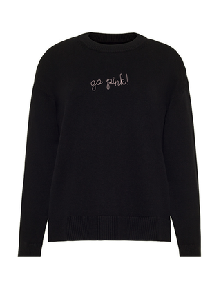"go pink!" Maxine Sweater Cotton Cashmere Core LINGUA FRANCA NYC Black XS