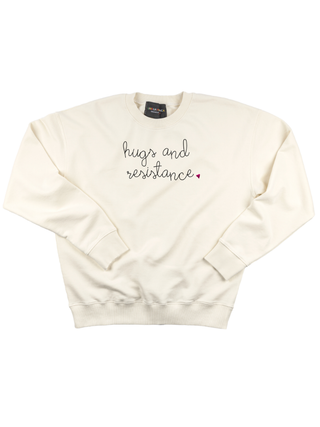 "hugs and resistance" Women's Sweatshirt Sweatshirt LINGUA FRANCA NYC Cream XS