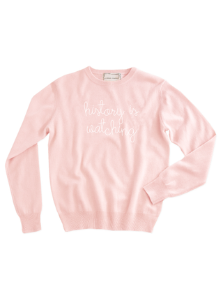 "history is watching" Crewneck Sweater Donation10p Pale Pink XS 