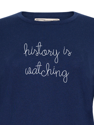 "history is watching" Mara Crewneck Cotton Silk Core LINGUA FRANCA NYC