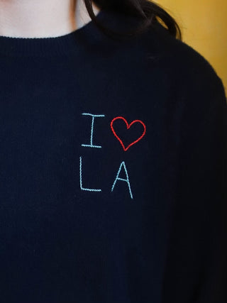 "i heart LA" Women's Crewneck Cashmere Core Donation100d