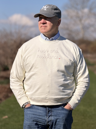 "hugs and resistance" Men's Sweatshirt Sweatshirt LINGUA FRANCA NYC