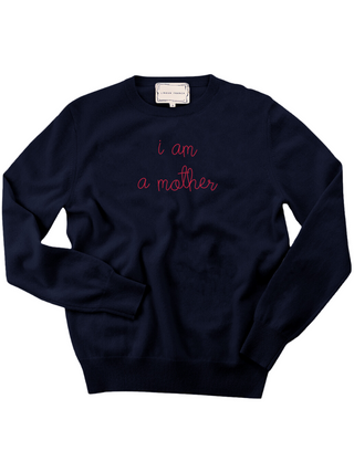 "i am a mother" Women's Crewneck Cashmere Core LINGUA FRANCA NYC Navy XS