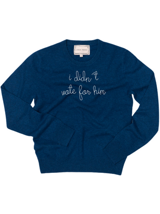 "i didn't vote for him" Women's Crewneck Sweater LINGUA FRANCA NYC Peacock XS 