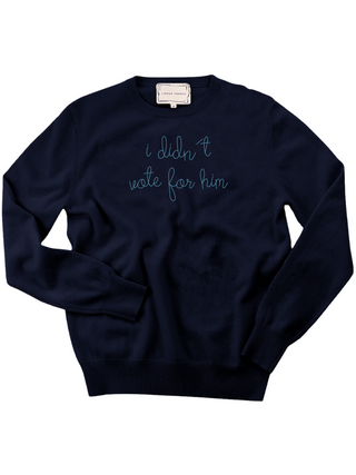 "i didn't vote for him" Men's Crewneck Sweater LINGUA FRANCA NYC Navy XS 