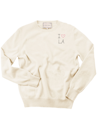 "i heart LA" Women's Crewneck Cashmere Core Donation100d Cream XS