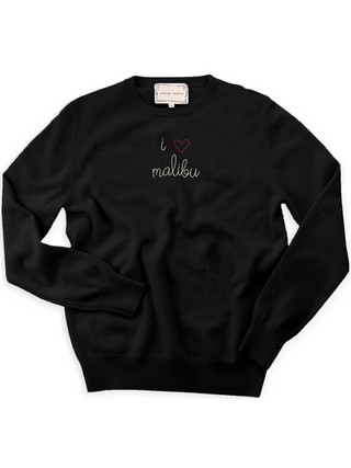 "i heart malibu" Women's Crewneck Cashmere Core Donation20p Black XS