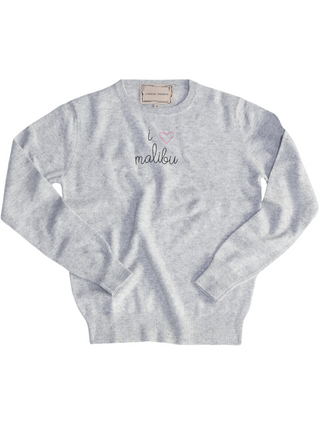 "i heart malibu" Women's Crewneck Cashmere Core Donation20p Smoke XS