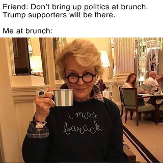 "i miss barack" Women's Crewneck Cashmere Core LINGUA FRANCA NYC